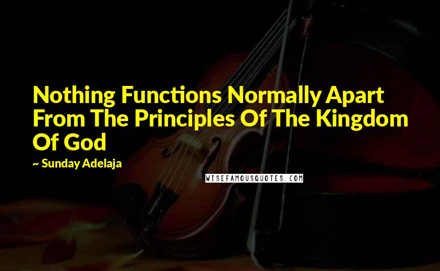 Sunday Adelaja Quotes: Nothing Functions Normally Apart From The Principles Of The Kingdom Of God