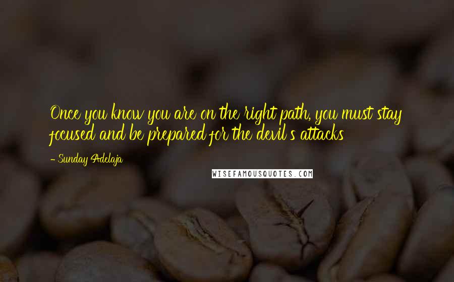 Sunday Adelaja Quotes: Once you know you are on the right path, you must stay focused and be prepared for the devil's attacks