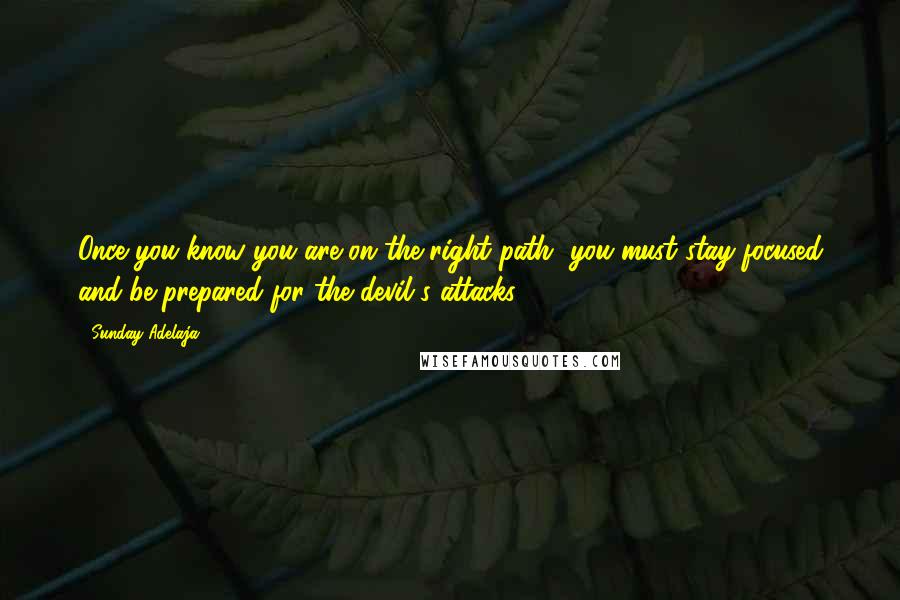 Sunday Adelaja Quotes: Once you know you are on the right path, you must stay focused and be prepared for the devil's attacks