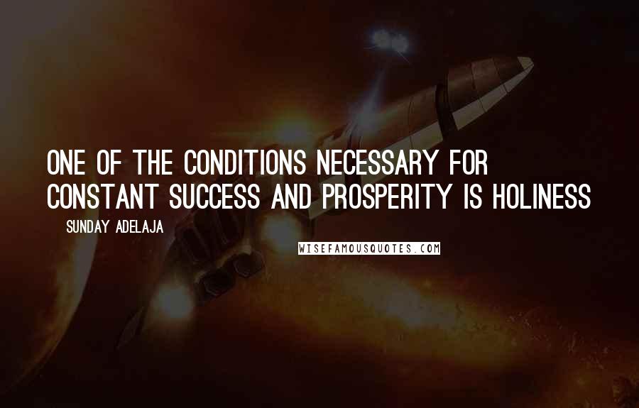 Sunday Adelaja Quotes: One of the conditions necessary for constant success and prosperity is holiness