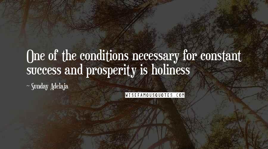Sunday Adelaja Quotes: One of the conditions necessary for constant success and prosperity is holiness