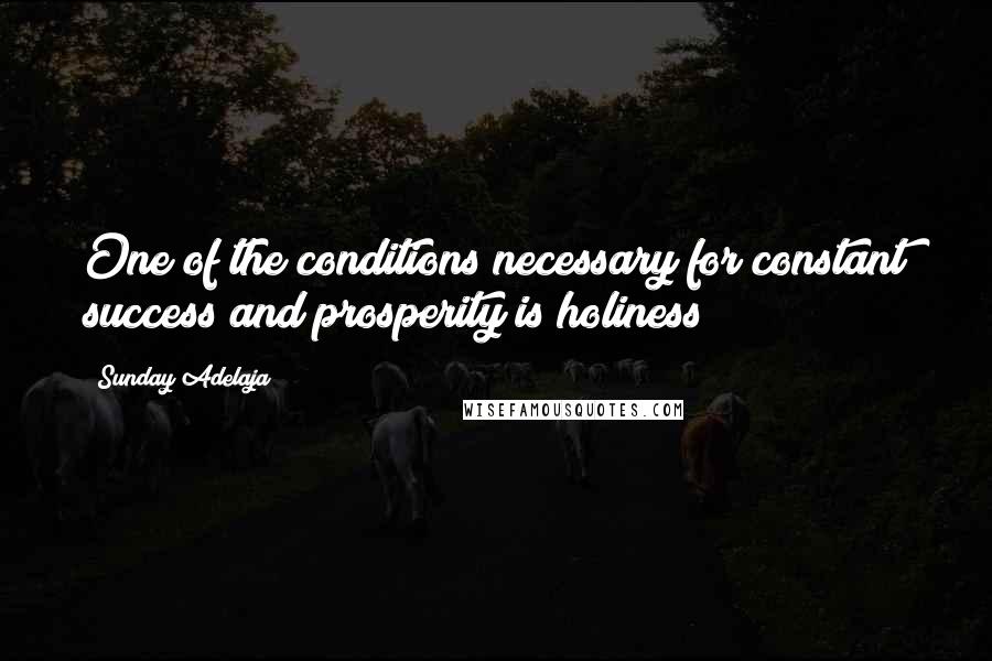 Sunday Adelaja Quotes: One of the conditions necessary for constant success and prosperity is holiness