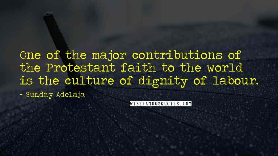 Sunday Adelaja Quotes: One of the major contributions of the Protestant faith to the world is the culture of dignity of labour.