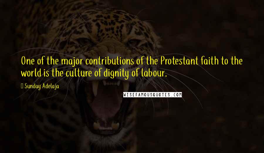 Sunday Adelaja Quotes: One of the major contributions of the Protestant faith to the world is the culture of dignity of labour.