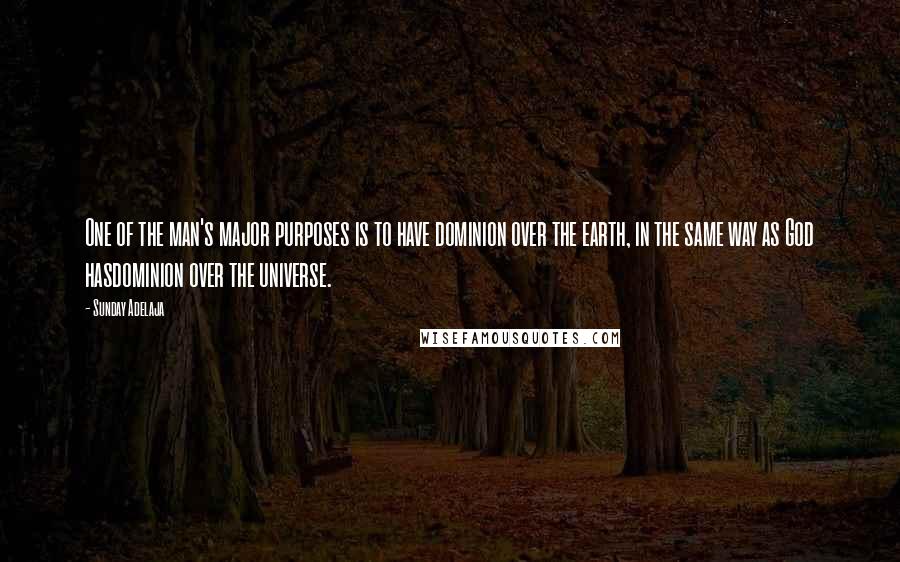 Sunday Adelaja Quotes: One of the man's major purposes is to have dominion over the earth, in the same way as God hasdominion over the universe.