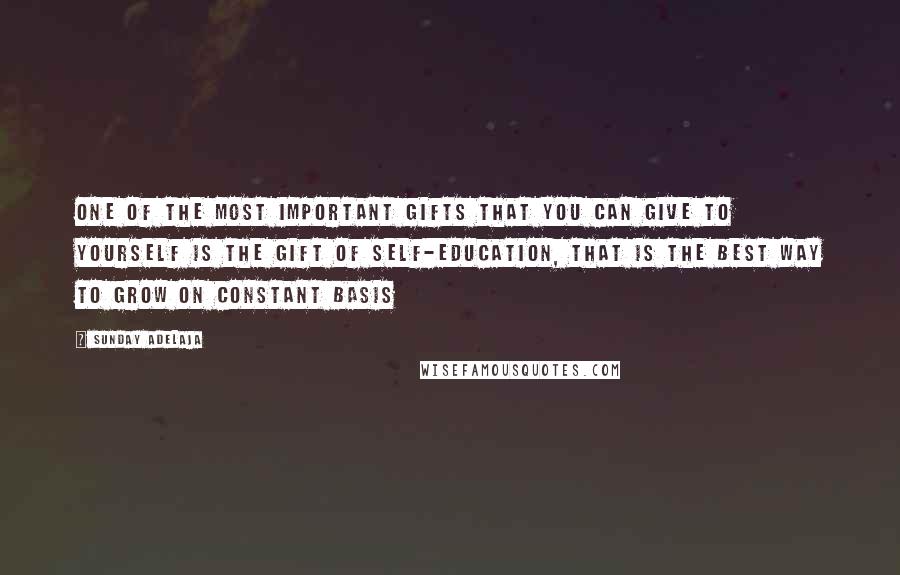 Sunday Adelaja Quotes: One of the most important gifts that you can give to yourself is the gift of self-education, that is the best way to grow on constant basis