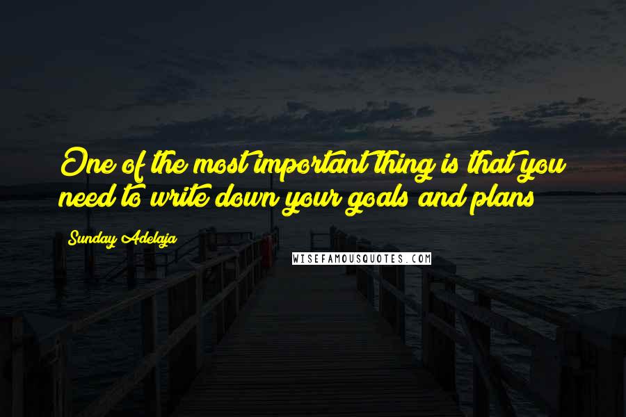 Sunday Adelaja Quotes: One of the most important thing is that you need to write down your goals and plans