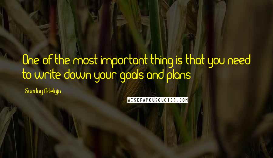 Sunday Adelaja Quotes: One of the most important thing is that you need to write down your goals and plans