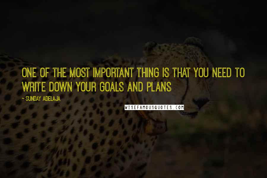 Sunday Adelaja Quotes: One of the most important thing is that you need to write down your goals and plans