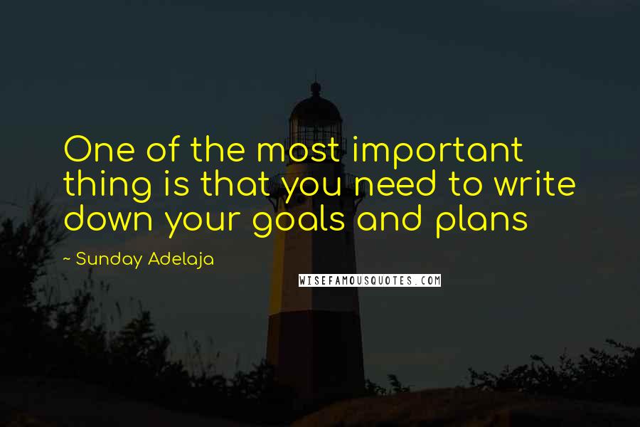 Sunday Adelaja Quotes: One of the most important thing is that you need to write down your goals and plans