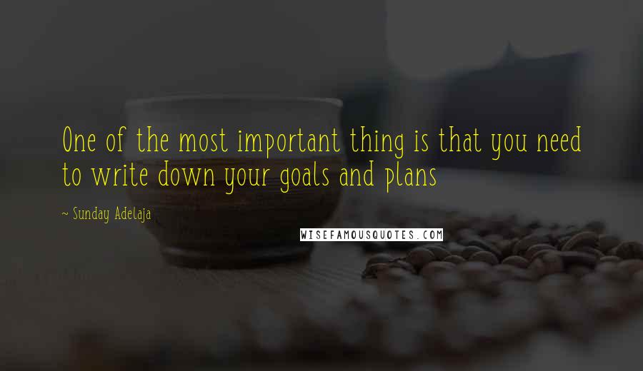 Sunday Adelaja Quotes: One of the most important thing is that you need to write down your goals and plans