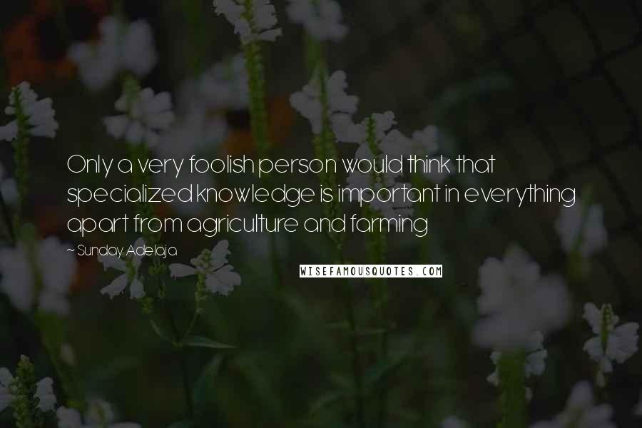 Sunday Adelaja Quotes: Only a very foolish person would think that specialized knowledge is important in everything apart from agriculture and farming