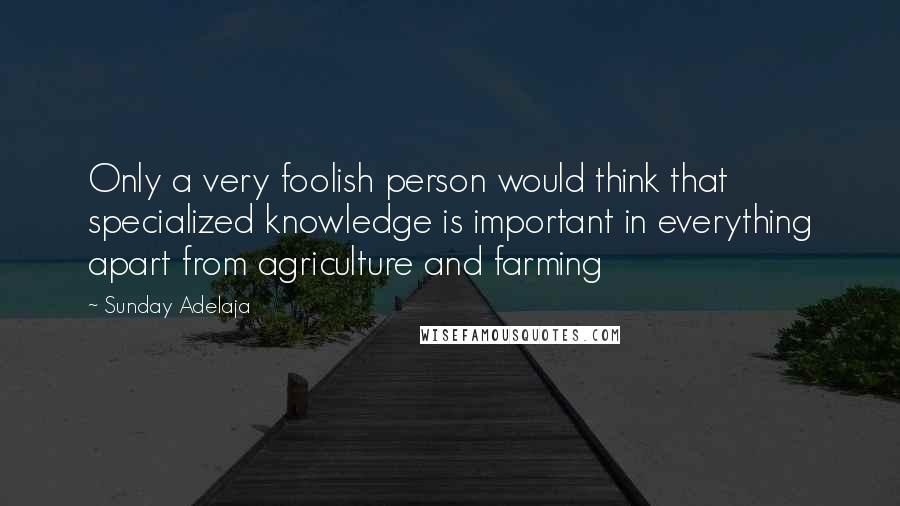 Sunday Adelaja Quotes: Only a very foolish person would think that specialized knowledge is important in everything apart from agriculture and farming