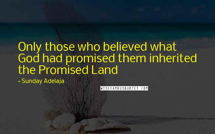 Sunday Adelaja Quotes: Only those who believed what God had promised them inherited the Promised Land