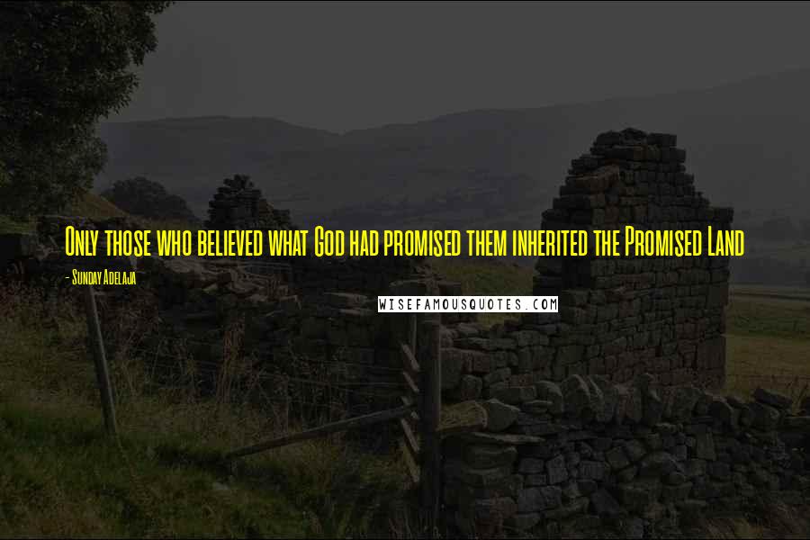 Sunday Adelaja Quotes: Only those who believed what God had promised them inherited the Promised Land