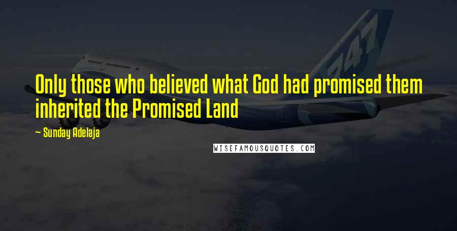 Sunday Adelaja Quotes: Only those who believed what God had promised them inherited the Promised Land