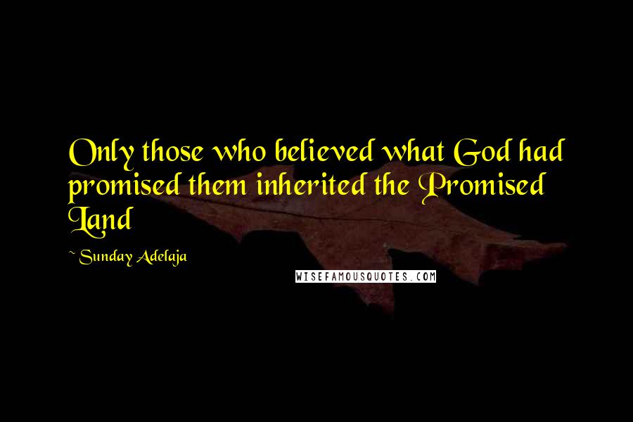 Sunday Adelaja Quotes: Only those who believed what God had promised them inherited the Promised Land