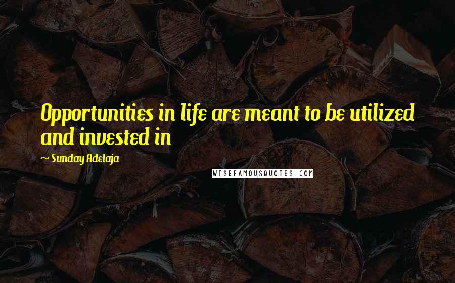 Sunday Adelaja Quotes: Opportunities in life are meant to be utilized and invested in