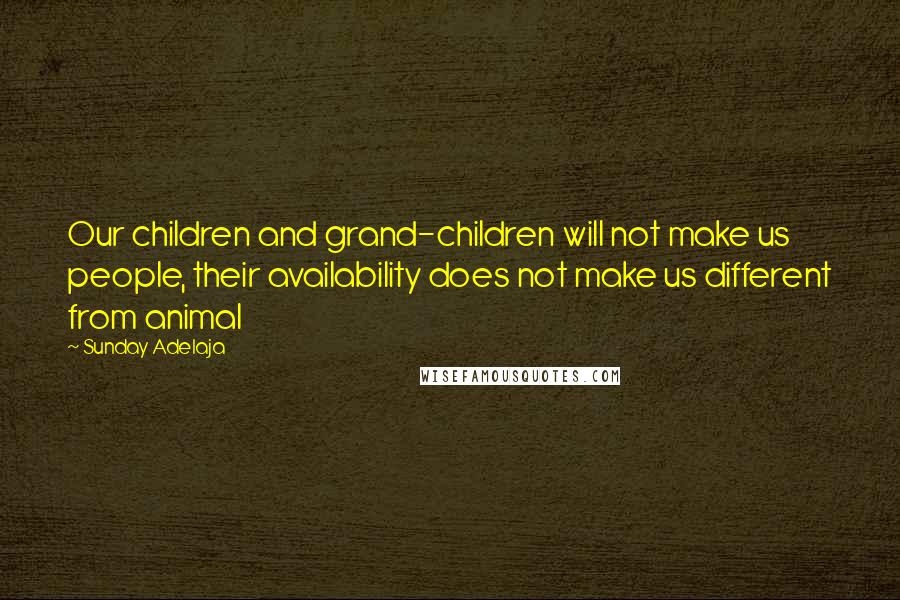 Sunday Adelaja Quotes: Our children and grand-children will not make us people, their availability does not make us different from animal