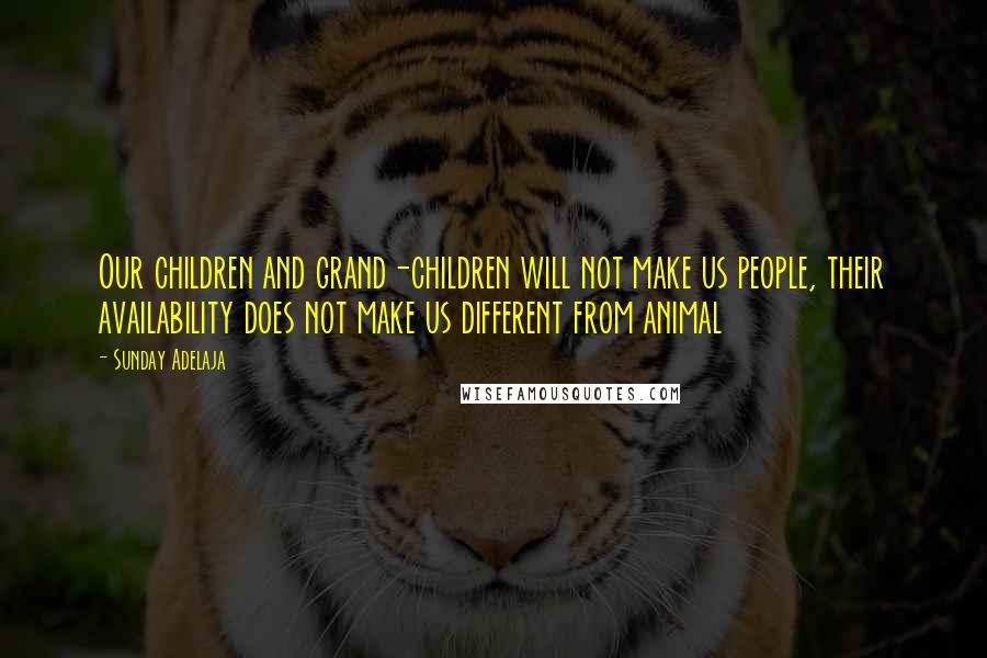 Sunday Adelaja Quotes: Our children and grand-children will not make us people, their availability does not make us different from animal