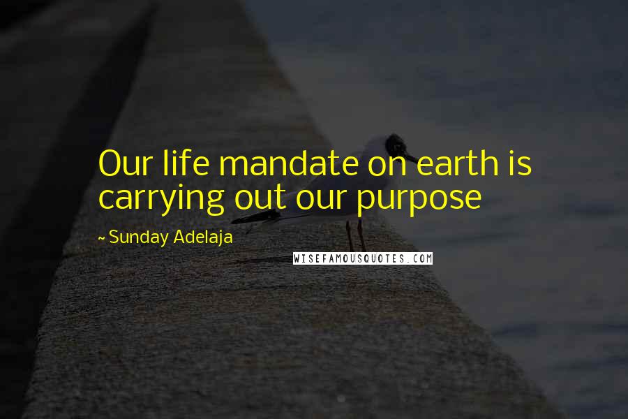 Sunday Adelaja Quotes: Our life mandate on earth is carrying out our purpose