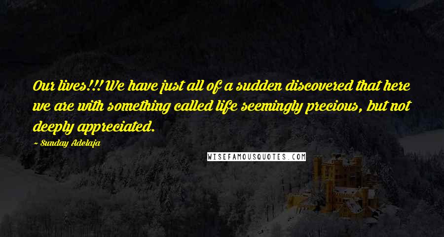 Sunday Adelaja Quotes: Our lives!!! We have just all of a sudden discovered that here we are with something called life seemingly precious, but not deeply appreciated.