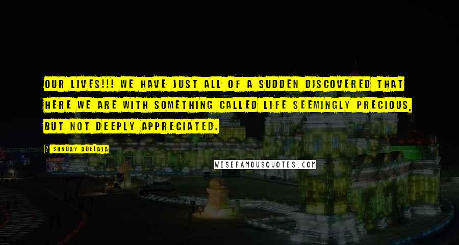 Sunday Adelaja Quotes: Our lives!!! We have just all of a sudden discovered that here we are with something called life seemingly precious, but not deeply appreciated.