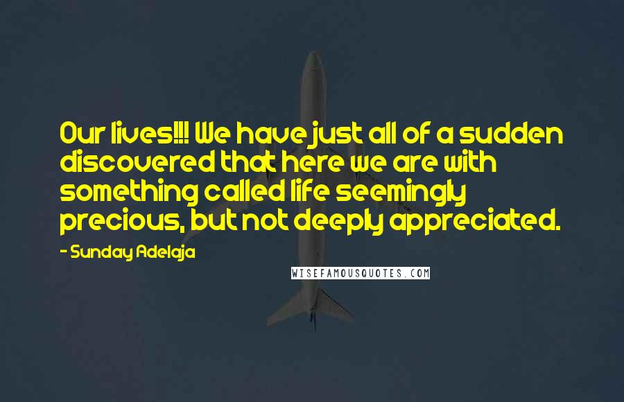 Sunday Adelaja Quotes: Our lives!!! We have just all of a sudden discovered that here we are with something called life seemingly precious, but not deeply appreciated.