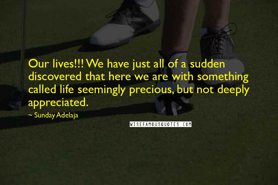 Sunday Adelaja Quotes: Our lives!!! We have just all of a sudden discovered that here we are with something called life seemingly precious, but not deeply appreciated.