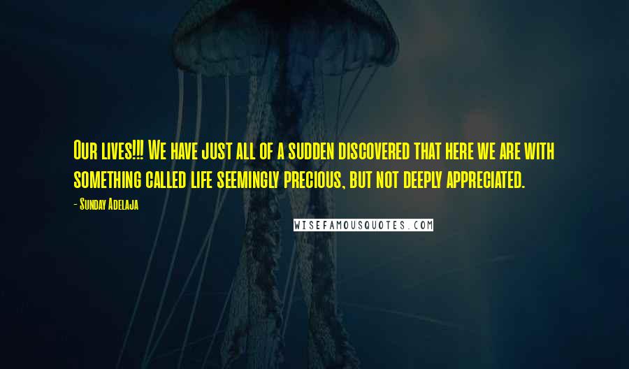 Sunday Adelaja Quotes: Our lives!!! We have just all of a sudden discovered that here we are with something called life seemingly precious, but not deeply appreciated.