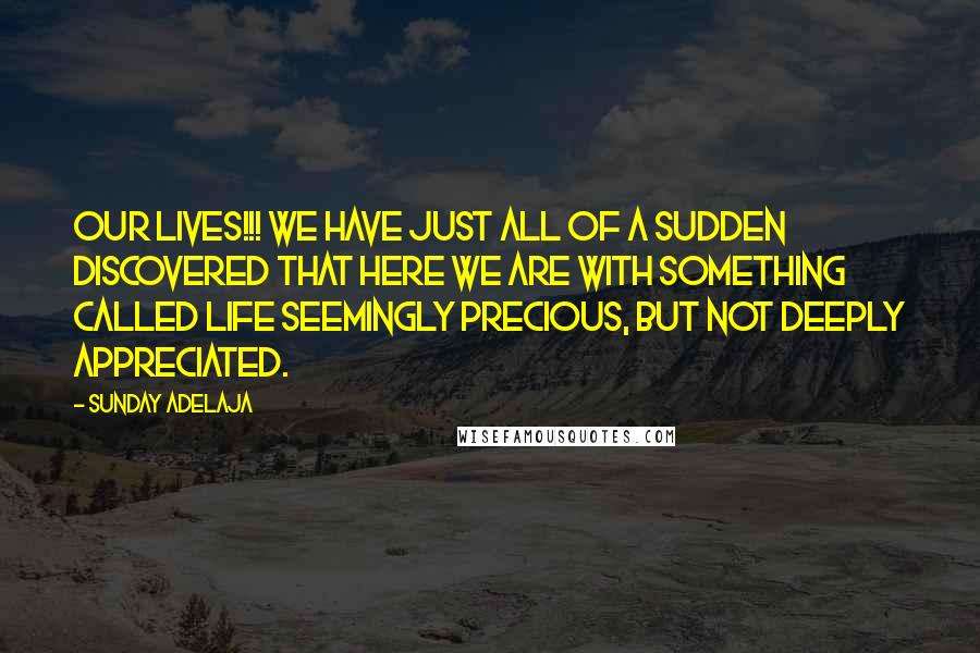 Sunday Adelaja Quotes: Our lives!!! We have just all of a sudden discovered that here we are with something called life seemingly precious, but not deeply appreciated.