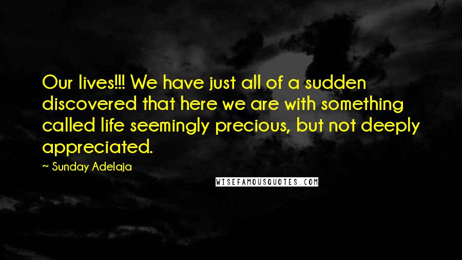 Sunday Adelaja Quotes: Our lives!!! We have just all of a sudden discovered that here we are with something called life seemingly precious, but not deeply appreciated.