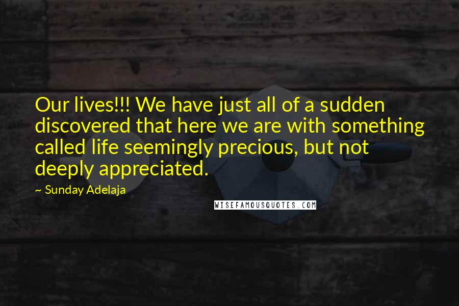 Sunday Adelaja Quotes: Our lives!!! We have just all of a sudden discovered that here we are with something called life seemingly precious, but not deeply appreciated.