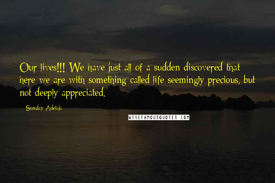 Sunday Adelaja Quotes: Our lives!!! We have just all of a sudden discovered that here we are with something called life seemingly precious, but not deeply appreciated.