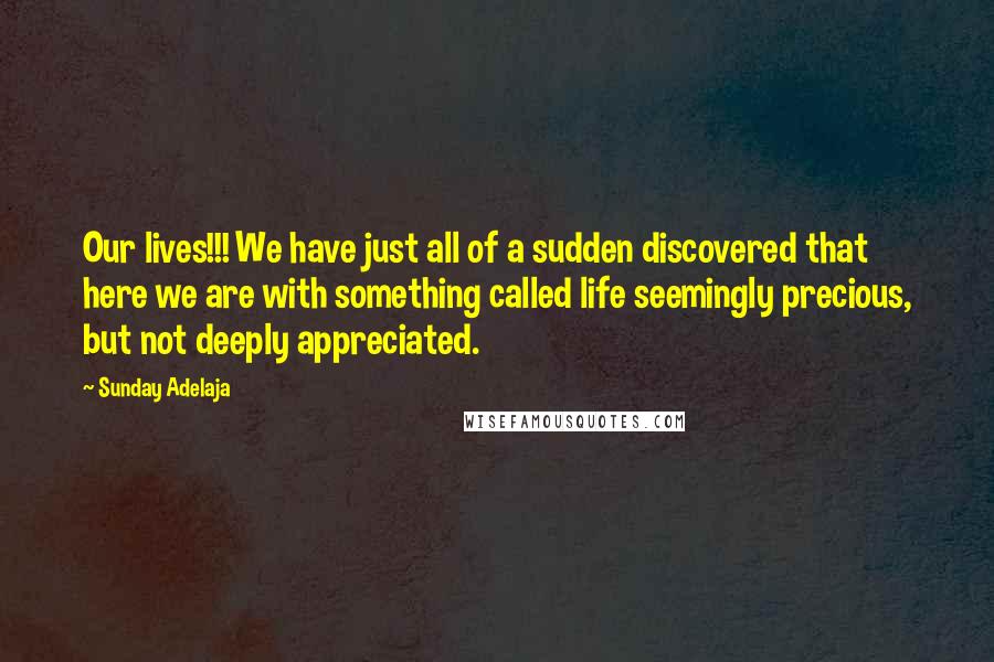 Sunday Adelaja Quotes: Our lives!!! We have just all of a sudden discovered that here we are with something called life seemingly precious, but not deeply appreciated.