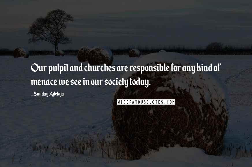 Sunday Adelaja Quotes: Our pulpit and churches are responsible for any kind of menace we see in our society today.