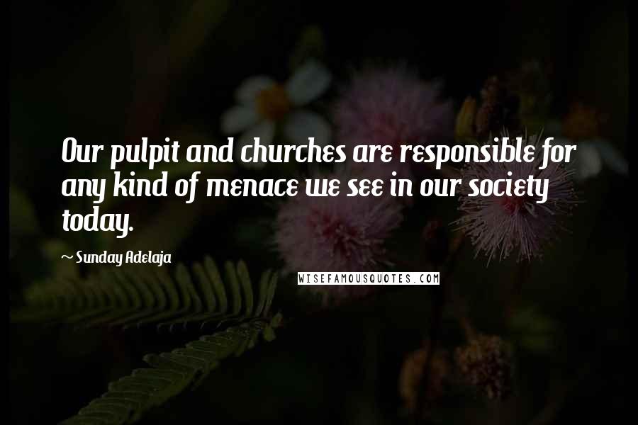 Sunday Adelaja Quotes: Our pulpit and churches are responsible for any kind of menace we see in our society today.