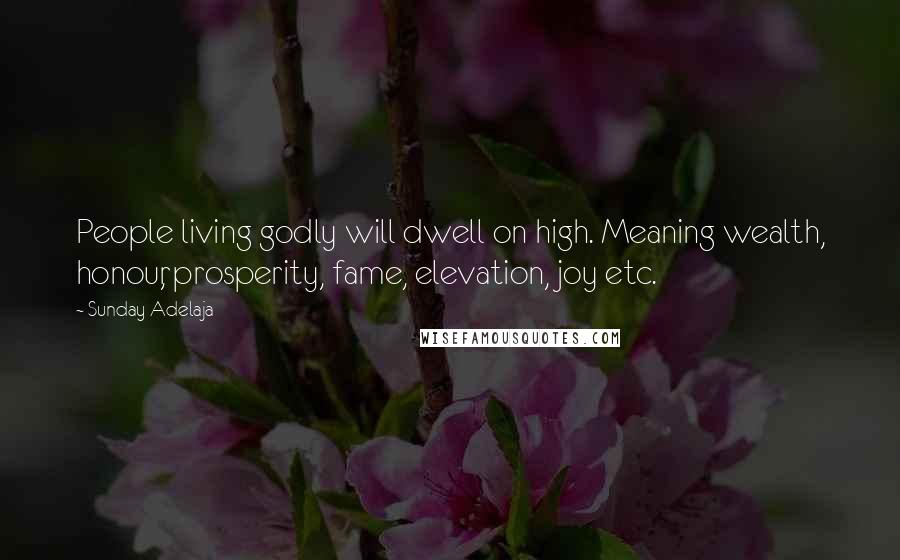 Sunday Adelaja Quotes: People living godly will dwell on high. Meaning wealth, honour, prosperity, fame, elevation, joy etc.