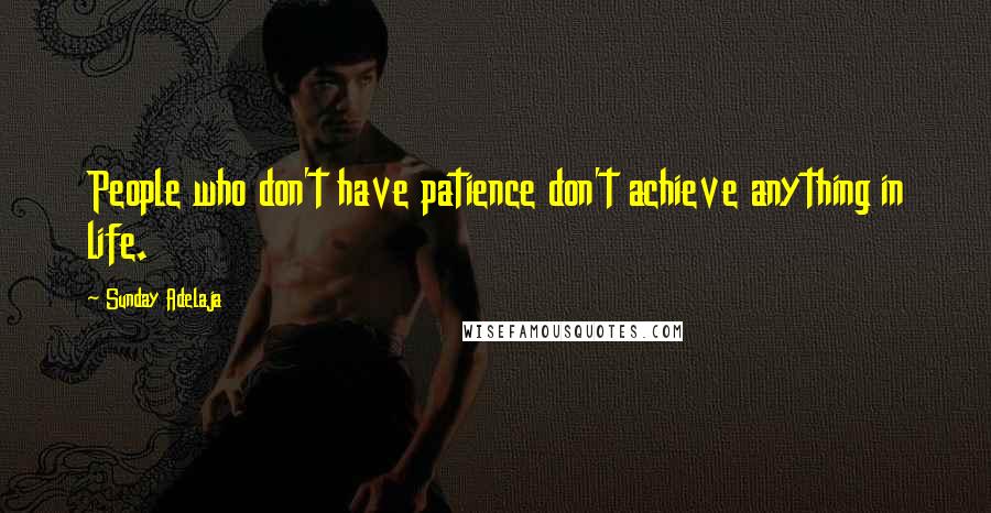 Sunday Adelaja Quotes: People who don't have patience don't achieve anything in life.