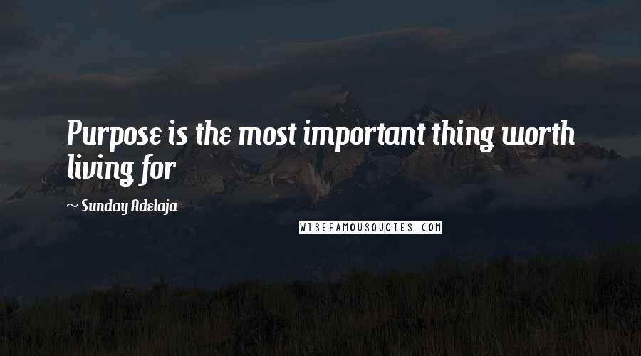 Sunday Adelaja Quotes: Purpose is the most important thing worth living for