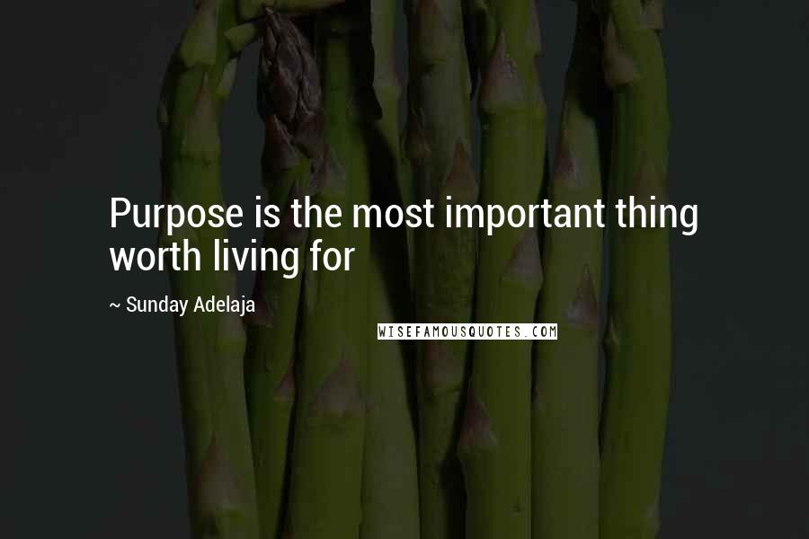 Sunday Adelaja Quotes: Purpose is the most important thing worth living for