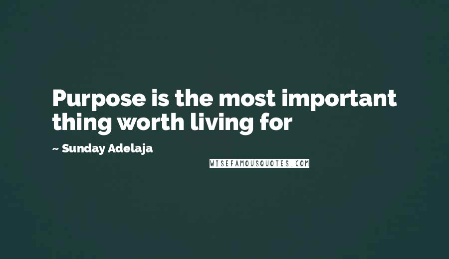 Sunday Adelaja Quotes: Purpose is the most important thing worth living for