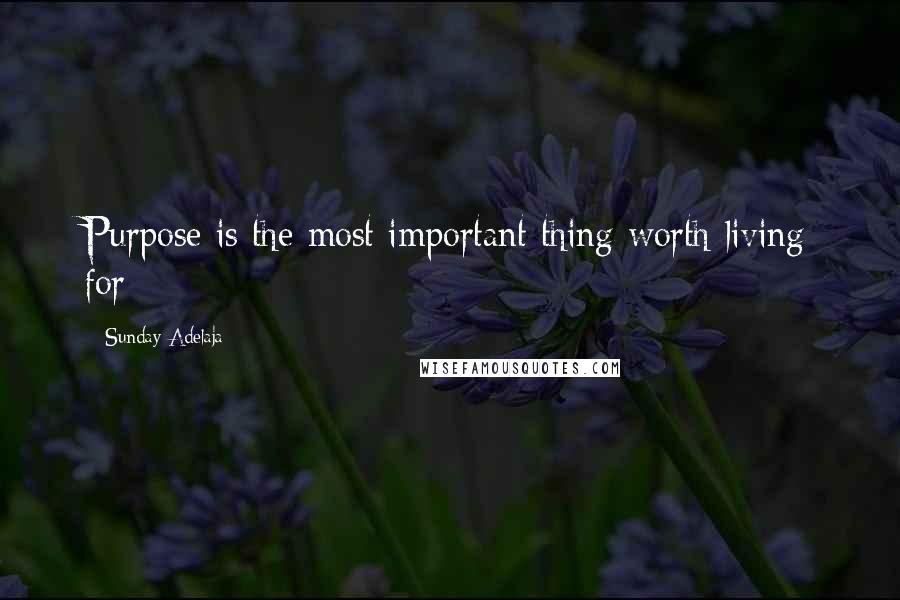 Sunday Adelaja Quotes: Purpose is the most important thing worth living for