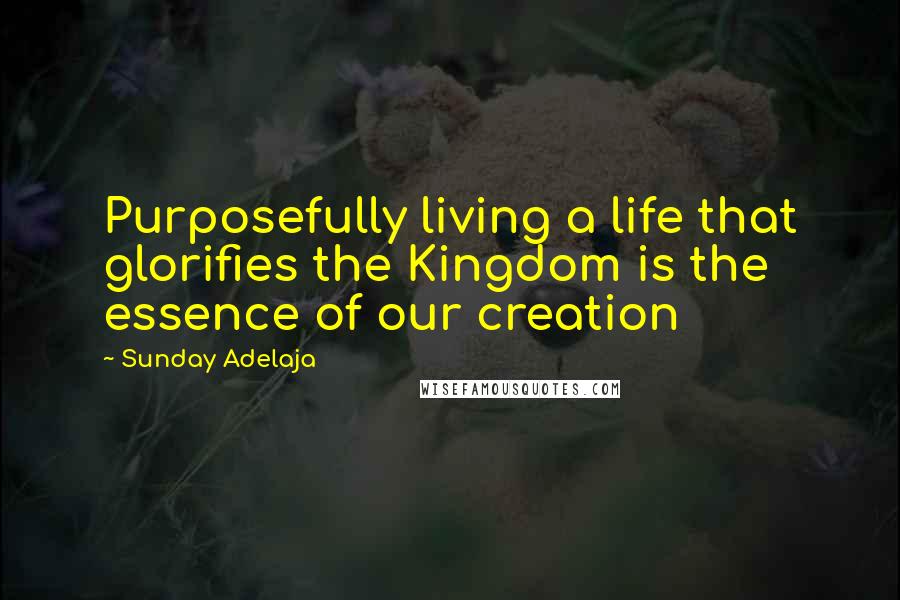 Sunday Adelaja Quotes: Purposefully living a life that glorifies the Kingdom is the essence of our creation