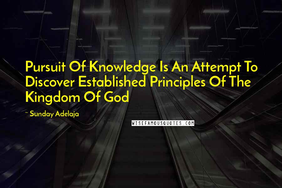 Sunday Adelaja Quotes: Pursuit Of Knowledge Is An Attempt To Discover Established Principles Of The Kingdom Of God