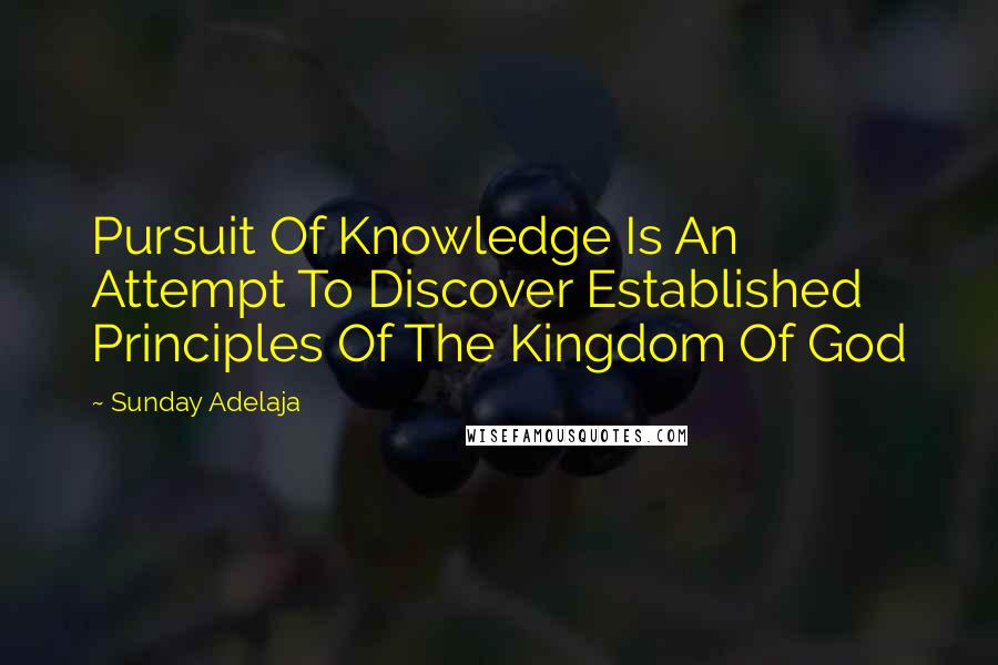 Sunday Adelaja Quotes: Pursuit Of Knowledge Is An Attempt To Discover Established Principles Of The Kingdom Of God