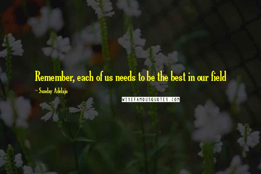 Sunday Adelaja Quotes: Remember, each of us needs to be the best in our field