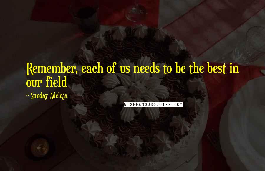 Sunday Adelaja Quotes: Remember, each of us needs to be the best in our field