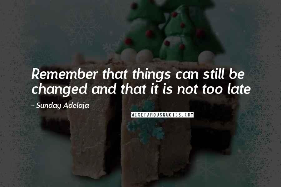 Sunday Adelaja Quotes: Remember that things can still be changed and that it is not too late
