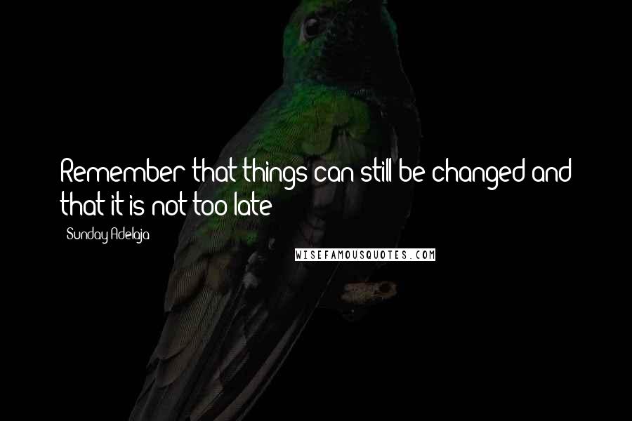 Sunday Adelaja Quotes: Remember that things can still be changed and that it is not too late